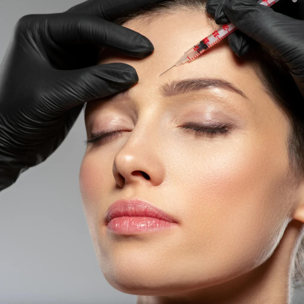 a woman getting botox injection